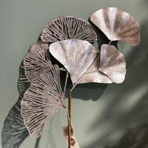 Ветка cтебель листа Гинкго, 51 см, цвет серебро