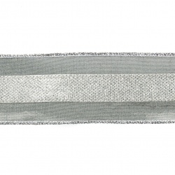 Лента серо-серебрянная, 6,4 см