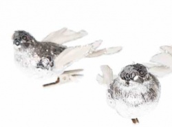 Птица в серебряной фольге на клипсе, 9 см