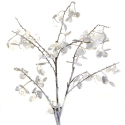 M 17625 Ветка с белыми блестящими листьями, 107 см