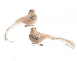 Птица с хвостом, розовый с пайетками, 5x17x6cm, 2/ass